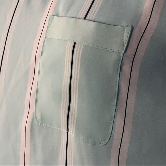 LOFT Mint Green & Black-White Vertical Stripe Sheer Tank Top S - Picture 9 of 10